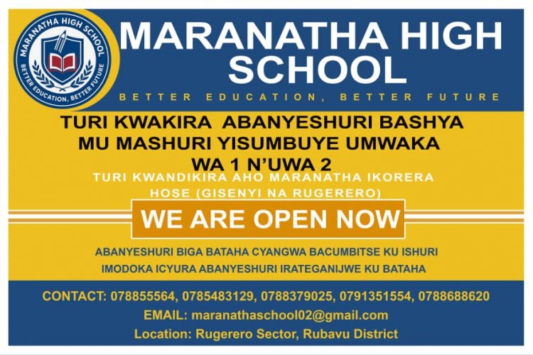 Ishuri ntanga rugero Maranatha ryatangiye kwandika abifuza kuhiga